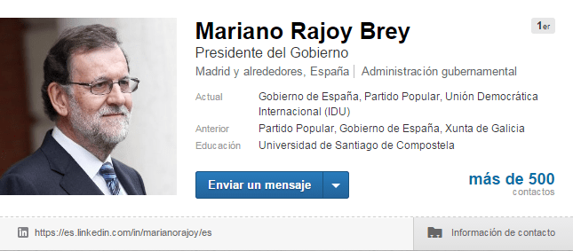Cuentas de LinkedIn de famosos: Mariano Rajoy