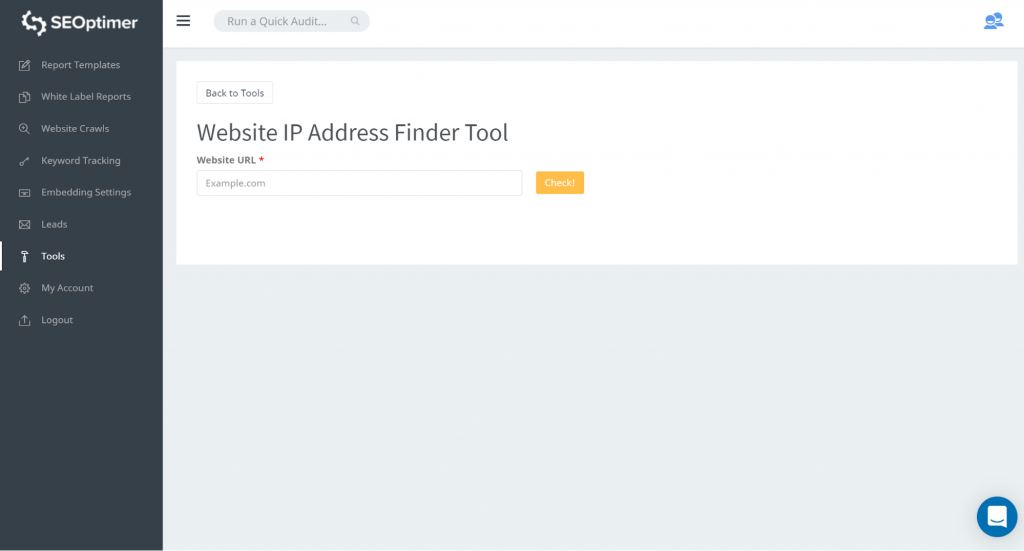 how to check your IP address with SEOptimer IP checker tool
