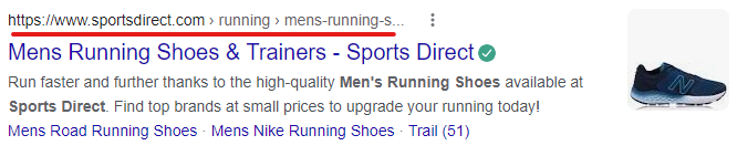 breadcrumbs in search results