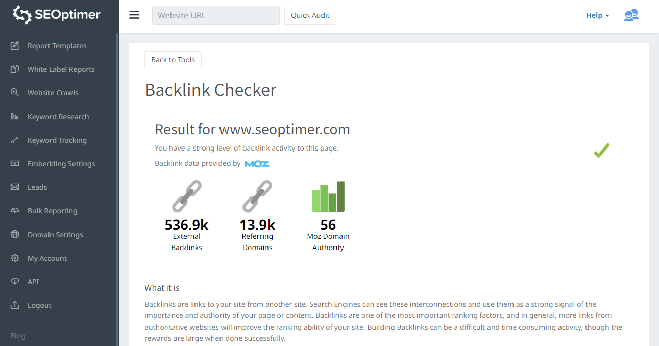 check backlinks